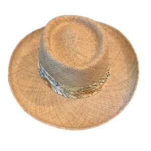 Country Gentleman Vintage 100% Straw Hat Map Railroad Print Band Wide Brim M